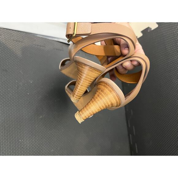 Chloe 2-Tone Wrap-Around Nude Brown Sandals Leather Italy Womens Size 38 US 8 - Picture 7 of 8